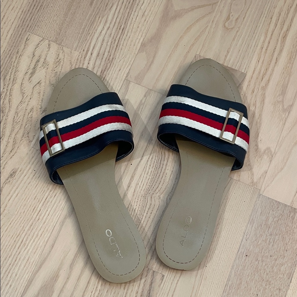 Aldo Women's Navy, Red, and White Slide Sandals